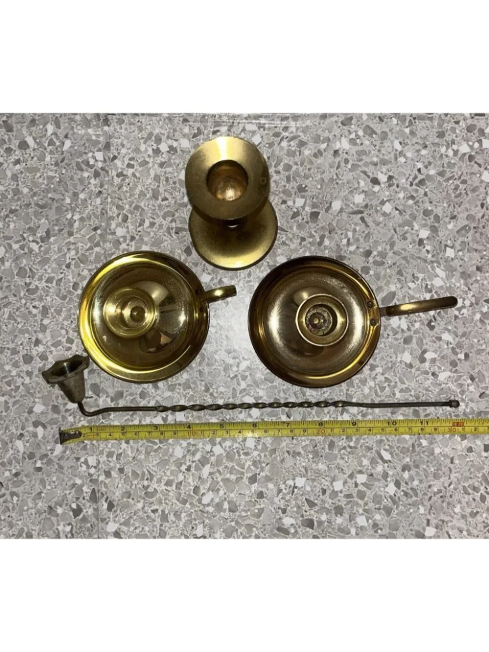 Brass Candlestick Holders Chamber Style one Stick Snuffer Lot of 4